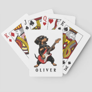 Baraja De Cartas Perro salchicha Cool Rocker tocando guitarra eléct