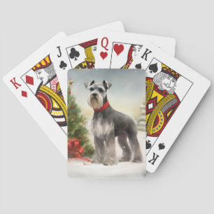Baraja De Cartas Perro Schnauzer en Navidad con nieve