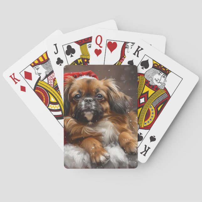 Baraja De Cartas Perro Spaniel Tibetano Navidad Festiva (Reverso)