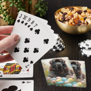 Baraja De Cartas Perro Terranova con huevos de Pascua Fiesta