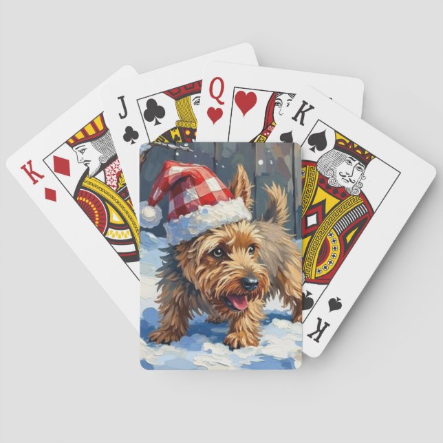 Baraja De Cartas Perro Terrier Cairn Espiritual Cavando para Navida (Reverso)