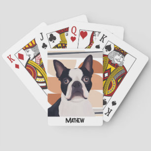 Baraja De Cartas Perro Terrier de Boston - Geométrico Naranja