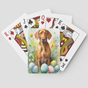 Baraja De Cartas Perro Vizsla con huevos de Pascua Fiesta 