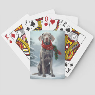 Baraja De Cartas Perro Weimaraner en Navidades de nieve