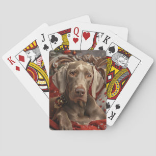 Baraja De Cartas Perro Weimaraner Navidad Festiva