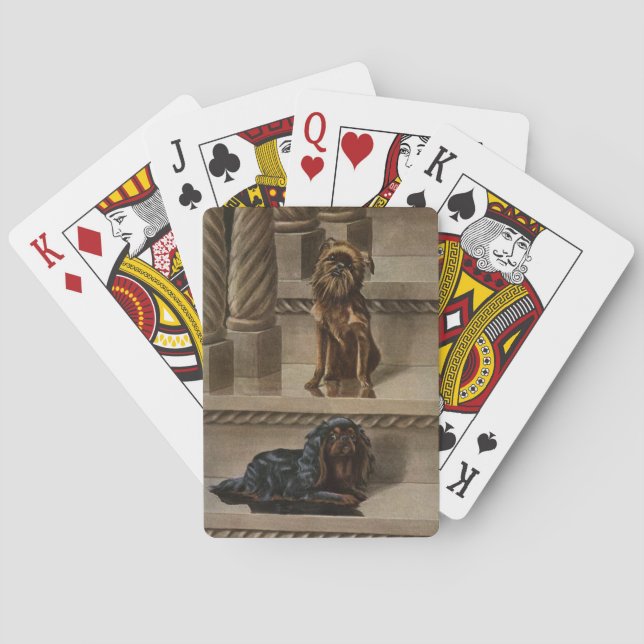 Baraja De Cartas Perros de época sentados en una escalera (Reverso)