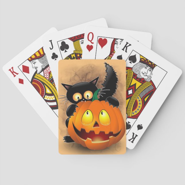 Baraja De Cartas Personaje divertido de Halloween mordiendo una cal (Reverso)