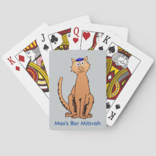 Baraja De Cartas Personalice el favor de fiesta del gato de Mitzvah