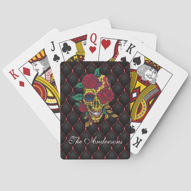 Baraja De Cartas Personalised Skull And Roses (Reverso)