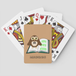 Baraja De Cartas Personaliza el búho de Guay Cute con el libro de a