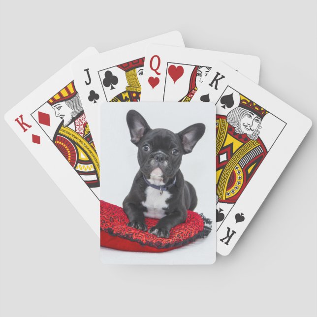 Baraja De Cartas Personalizable de Cachorro de BULLDOG Negro (Reverso)