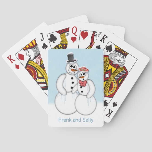Baraja De Cartas Personalizable de los pares del muñeco de nieve (Reverso)