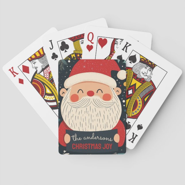 Baraja De Cartas Personalizable Feliz Santa (Reverso)