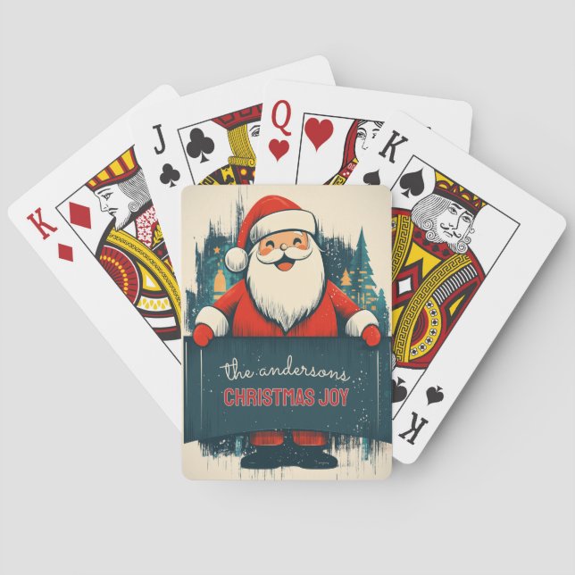 Baraja De Cartas Personalizable Feliz Santa (Reverso)