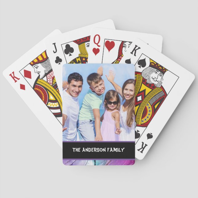 Baraja De Cartas Personalizable fotográfico moderno de 1 familia (Reverso)