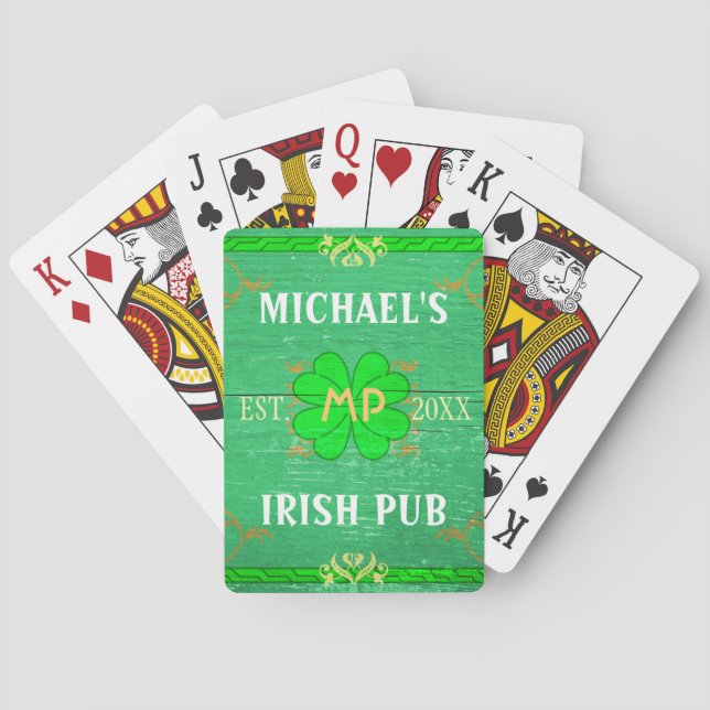 Baraja De Cartas Personalizable Home Bar Irish Pub Green (Reverso)