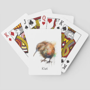 Baraja De Cartas Personalizable neozelandés de la acuarela de Kiwi
