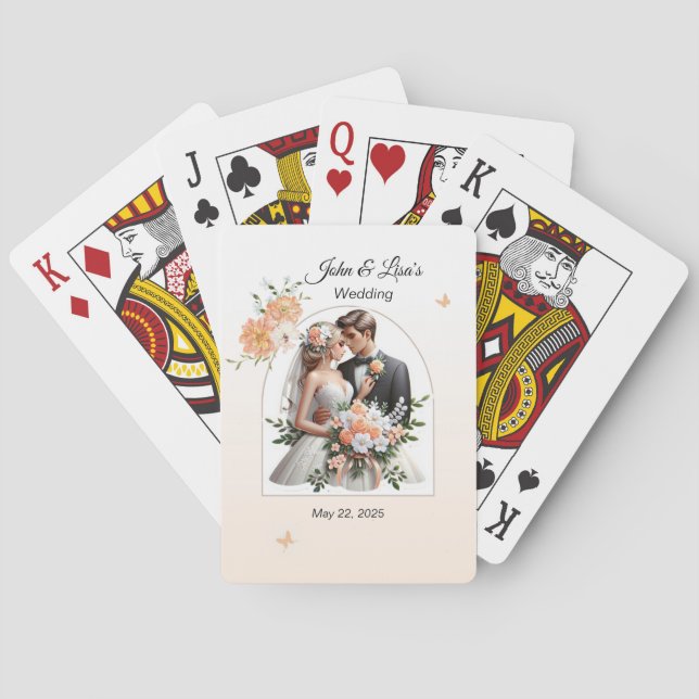 Baraja De Cartas Personalizable Novia y Groom Peach (Reverso)