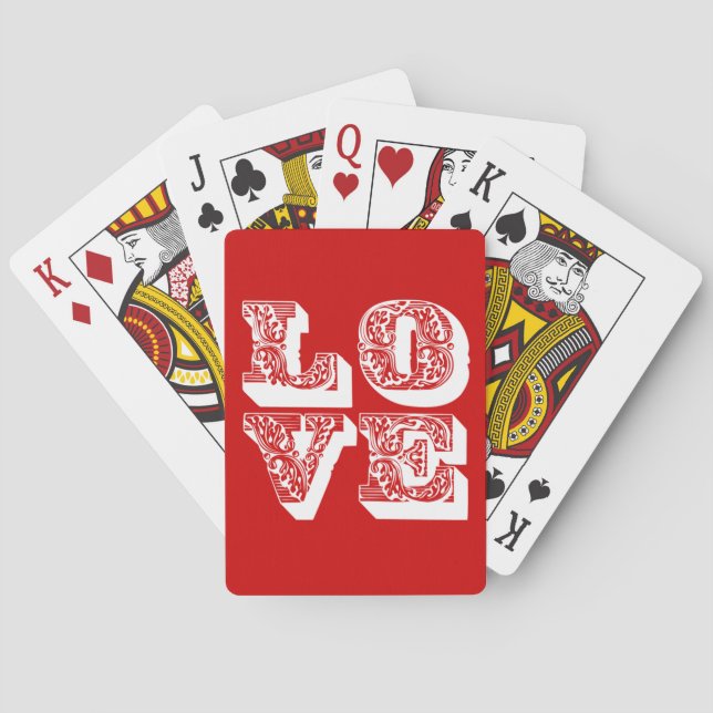 Baraja De Cartas Personalizable Retro LOVE Square (Reverso)