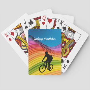 Baraja De Cartas Personalización BG colorida de silueta de ciclismo