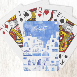 Baraja De Cartas Personalización de la acuarela griega de Santorini
