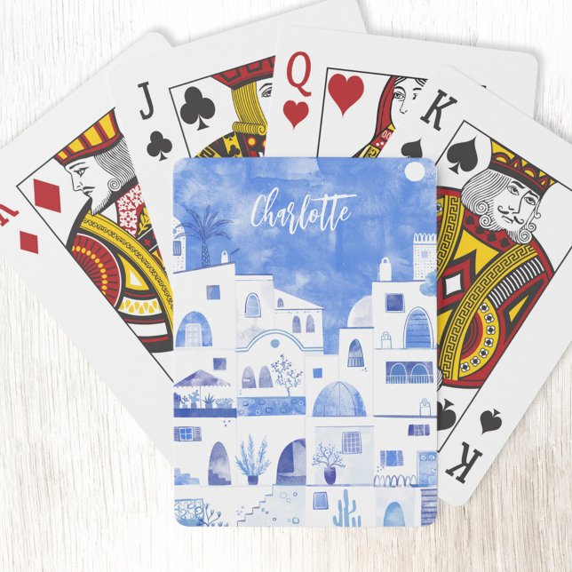 Baraja De Cartas Personalización de la acuarela griega de Santorini (Subido por el creador)