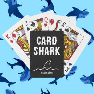 Baraja De Cartas Personalización de la tarjeta Shark en blanco y ne