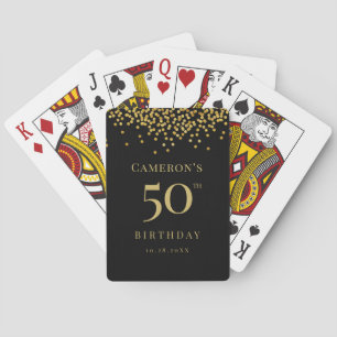 Baraja De Cartas Personalizado 50 cumpleaños negro oro confetti fav