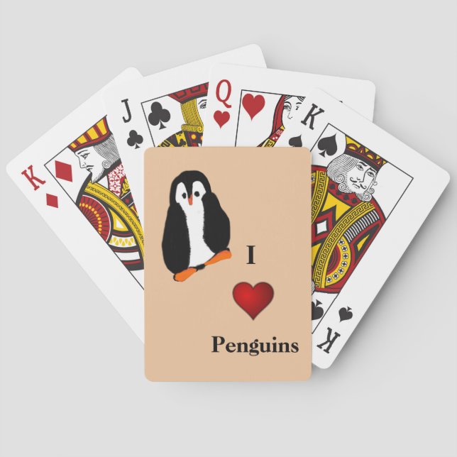 Baraja De Cartas Personalizado Adorable Pingüino I Naranja de los P (Reverso)