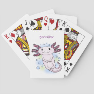 Baraja De Cartas Personalizado axolotópico rosa adorable