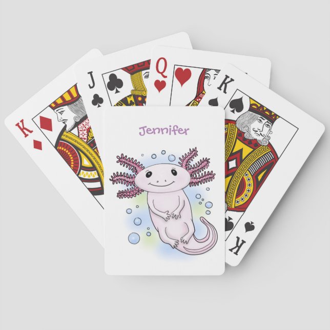 Baraja De Cartas Personalizado axolotópico rosa adorable (Reverso)