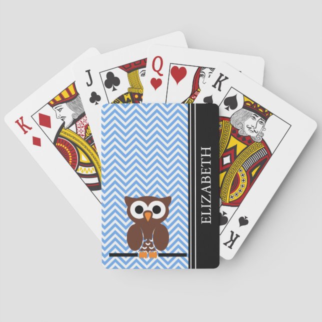 Baraja De Cartas Personalizado azul del nombre del monograma del (Reverso)