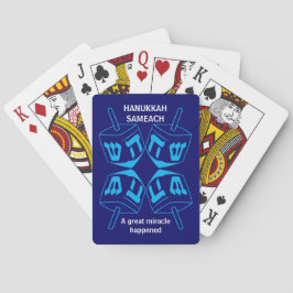 Baraja De Cartas Personalizado Azul Dreidel Hanukkah