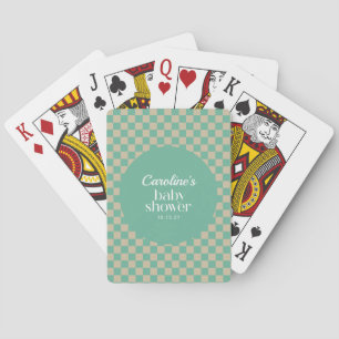 Baraja De Cartas Personalizado Baby Shower Retro Checkerboard Mint