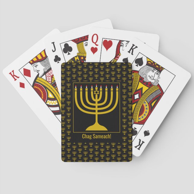 Baraja De Cartas Personalizado Black Hanukkah MENORAH (Reverso)