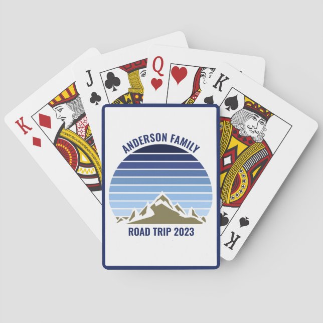 Baraja De Cartas Personalizado Blue Sunset Mountain Viaje Familiar  (Reverso)