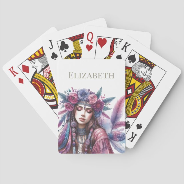 Baraja De Cartas Personalizado Boho Personalizado (Reverso)