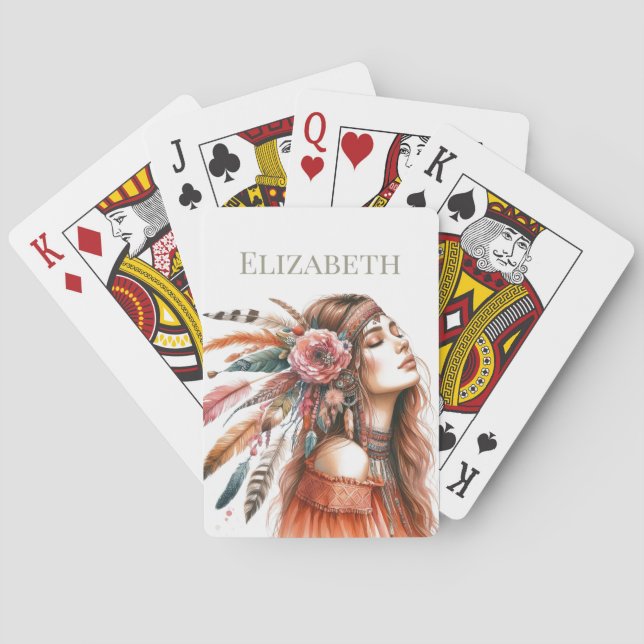 Baraja De Cartas Personalizado Boho Personalizado (Reverso)