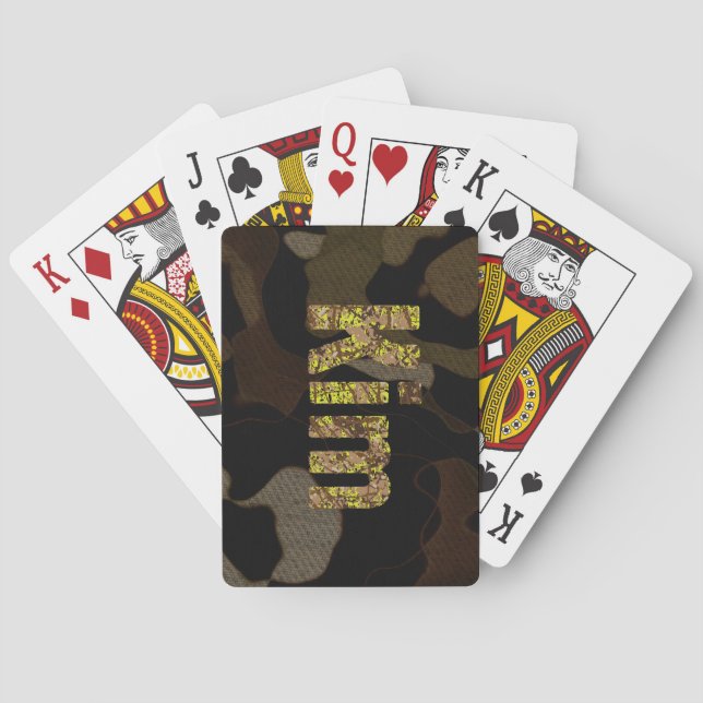Baraja De Cartas Personalizado Camuflaje Militar Font Kim (Reverso)