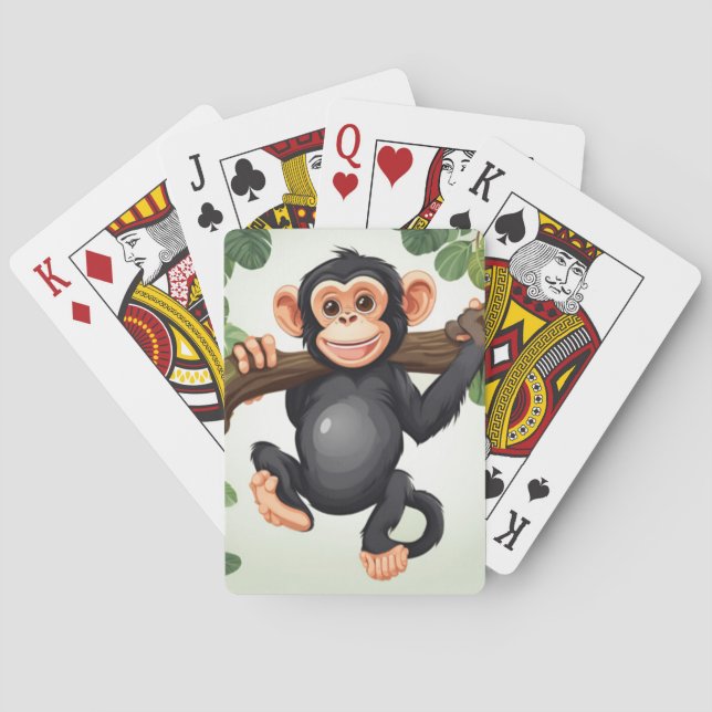 Baraja De Cartas Personalizado chimpancé loco gracioso (Reverso)