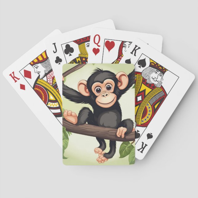 Baraja De Cartas Personalizado chimpancé loco gracioso (Reverso)