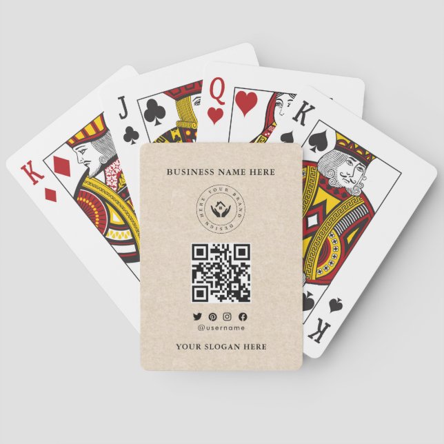 Baraja De Cartas Personalizado Classic Business Logo & QR Code (Reverso)