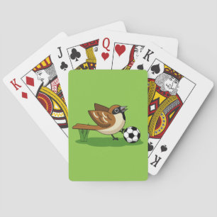 Baraja De Cartas Personalizado Cute Sparrow Jugando Fútbol