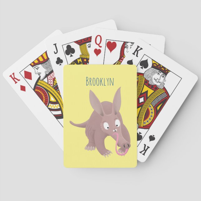Baraja De Cartas Personalizado de aardvark gracioso (Reverso)