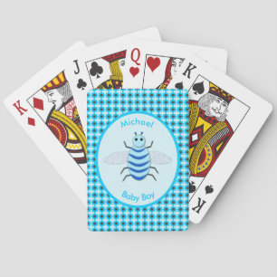Baraja De Cartas Personalizado de Abeja de Niño Azul