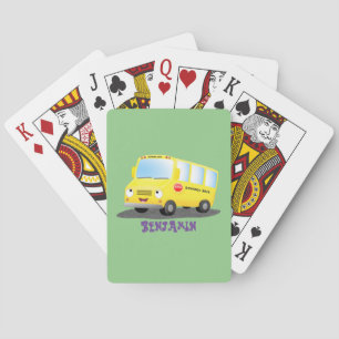 Baraja De Cartas Personalizado de autobús escolar alegre y amarillo