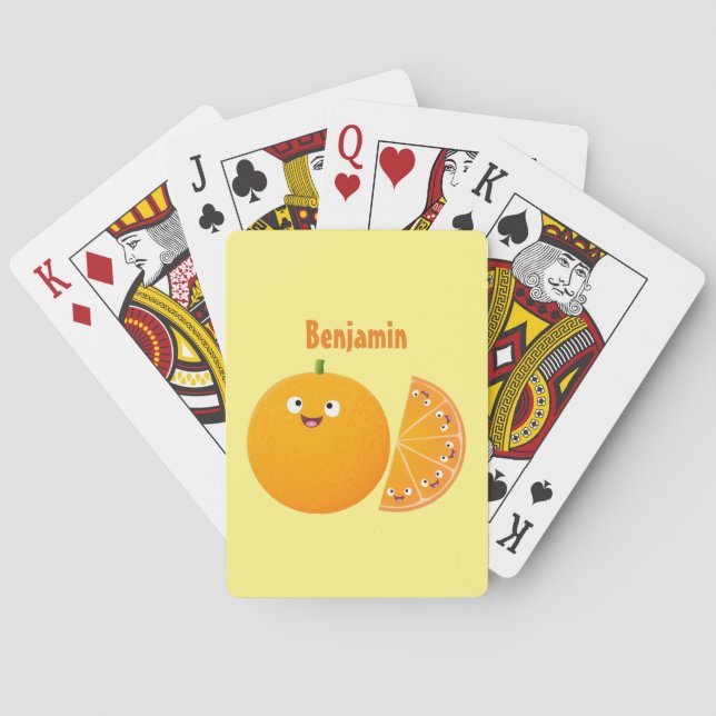 Baraja De Cartas Personalizado de cítricos de feliz naranja (Reverso)