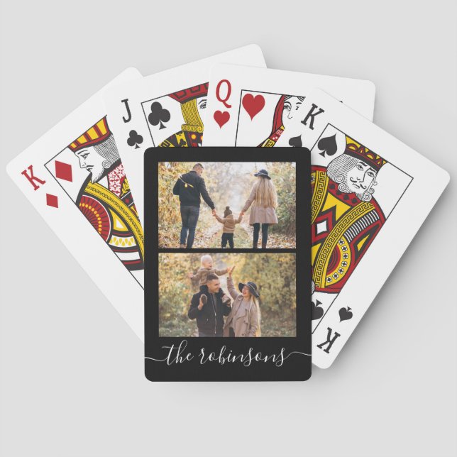 Baraja De Cartas Personalizado de Collage de fotos de guión moderno (Reverso)