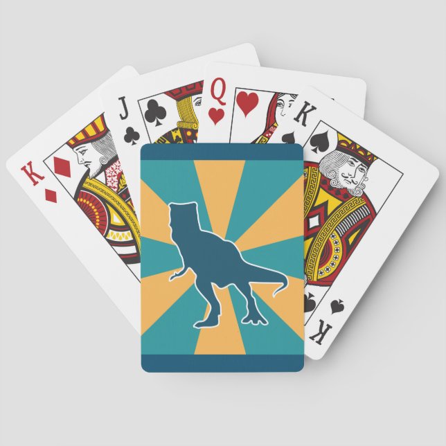 Baraja De Cartas Personalizado de dinosaurios T-rex enojado amarill (Reverso)