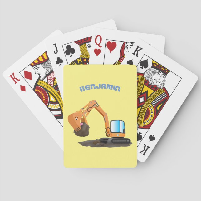 Baraja De Cartas Personalizado de excavadora de naranja cúpula (Reverso)